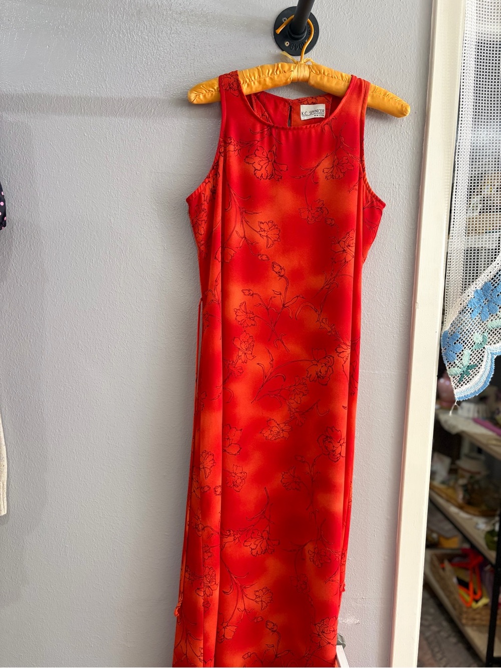 K.C. Spencer Red Floral Sleeveless Maxi Dress